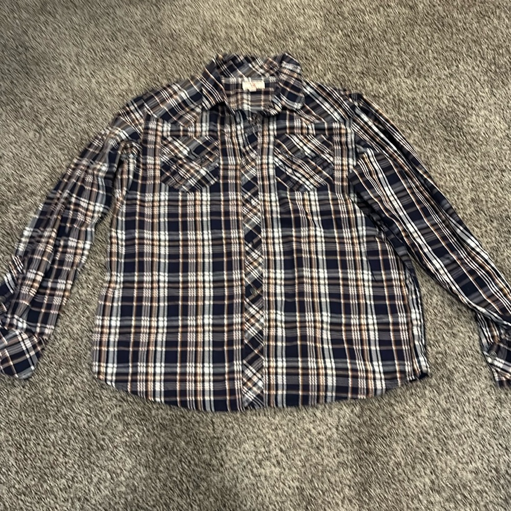 Mens True Religion plaid button down long sleeve shirt